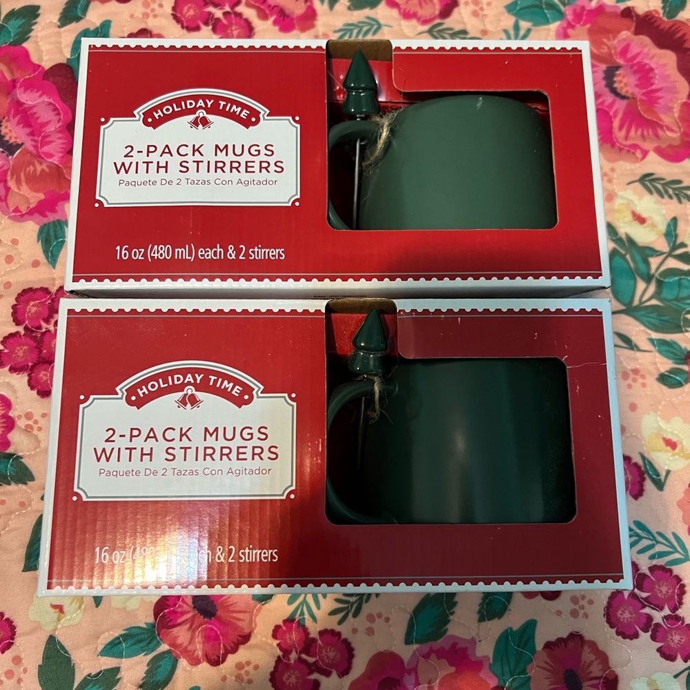 2 sets Holiday mugs totaling 4